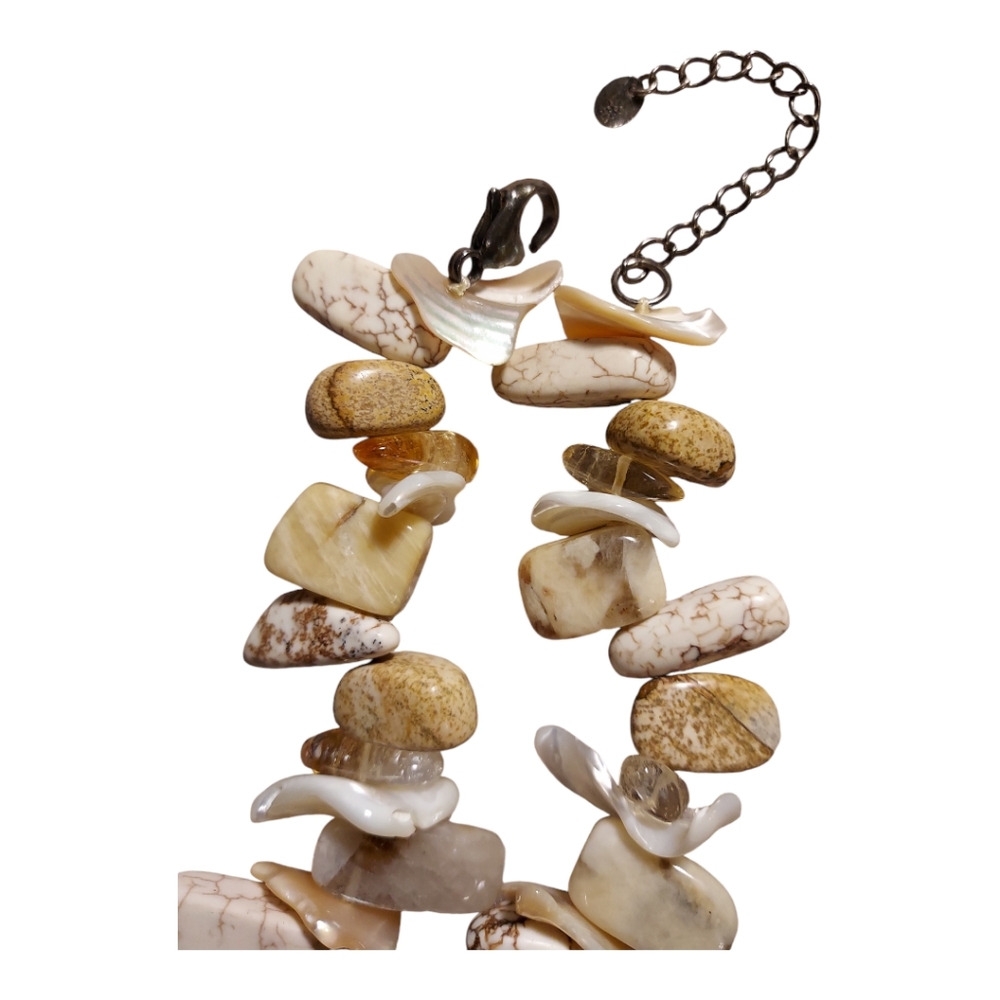 NWOT Coastal Grandma Eclectic Grandpa Boho Neutral Colored Stone Necklace OS - Picture 9 of 9